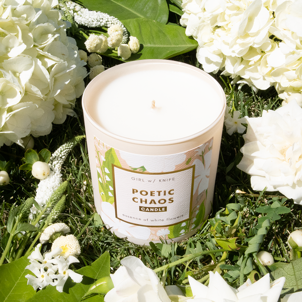 Poetic Chaos Candle - Essence of White Flowers - Girl w/ Knife
