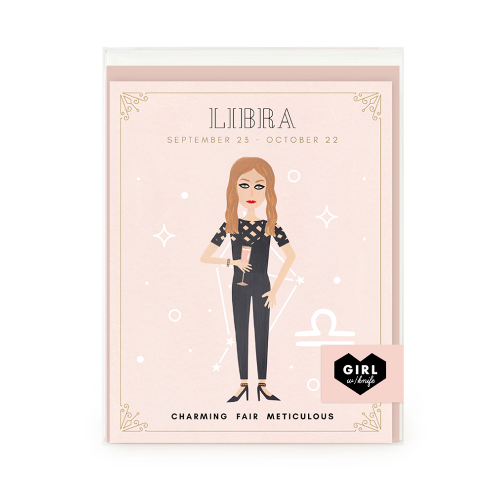 Libra Zodiac Babe Greeting Card Set