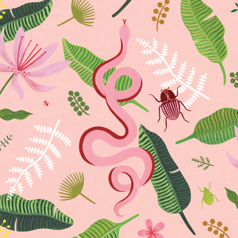 Pretty Tropical Hot Pink Wrapping Paper by castlefield