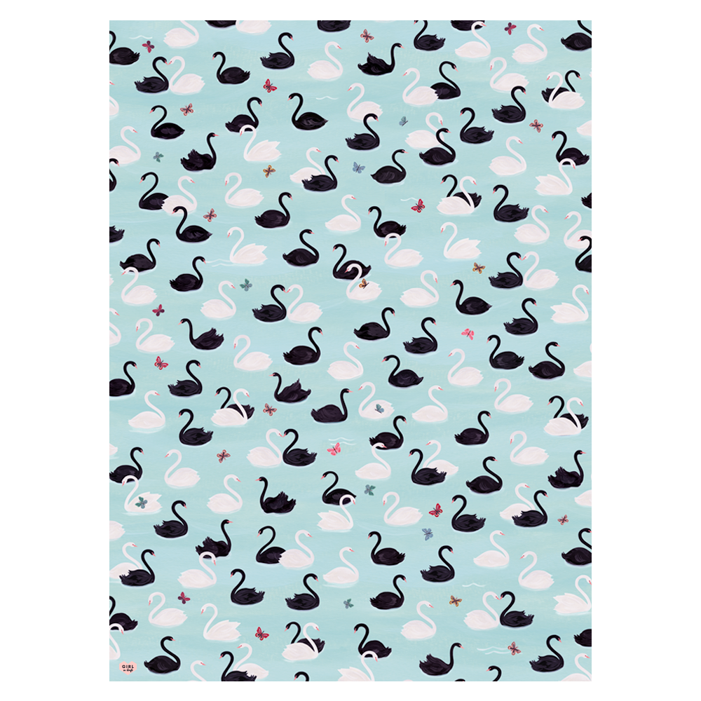 Wildlife Black Gift Wrap - Girl w/ Knife